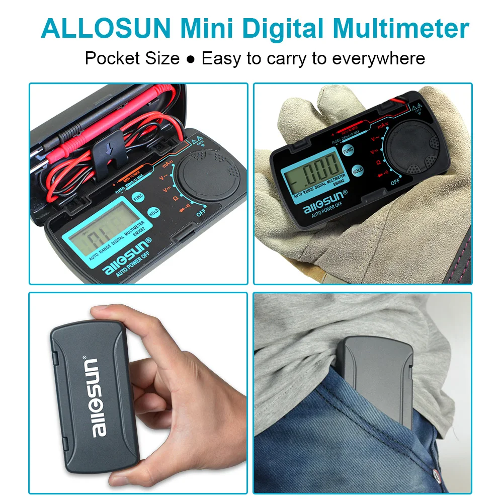 all-sun EM3082 Mini Auto Range Digital Multimeter  Tester AC DC Ammeter Voltmeter Ohm Portable Pocket Meter voltage meter