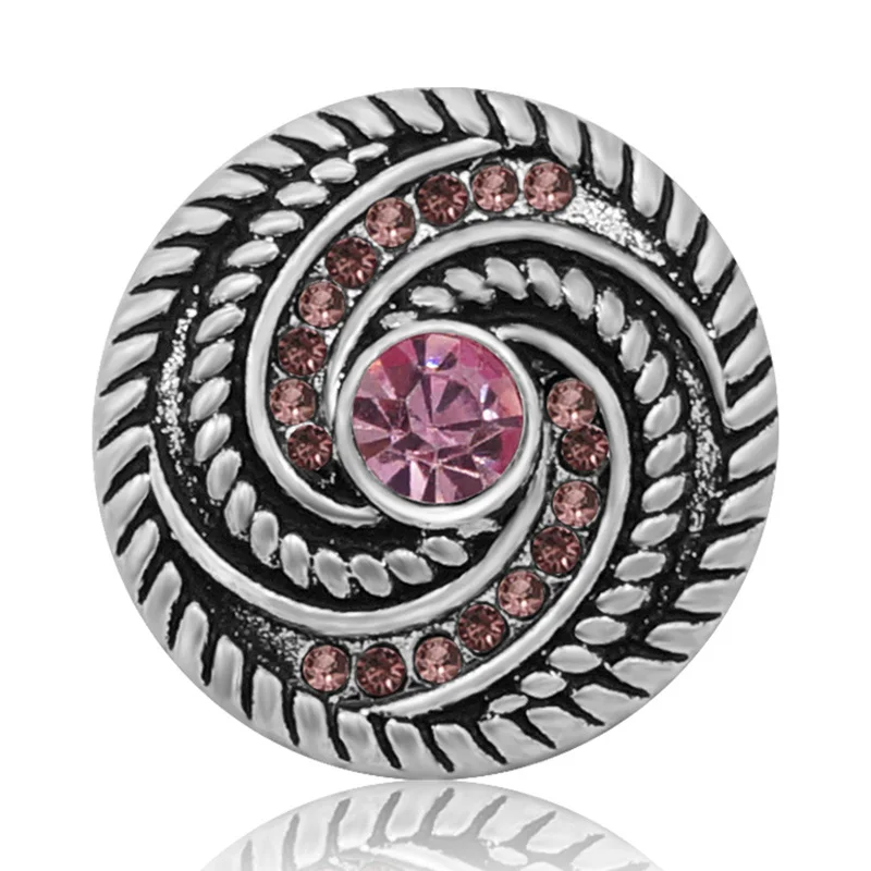 KZ3197 New Beauty elegant Rotate pattern rhinestone Metal 18mm snap buttons for DIY snap jewelry charm fittings wholesale