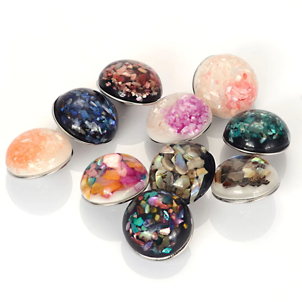 

10 Pcs Random Assorted DIY Resin Shell Setting Cabochon Snap Button Charm Fits Our Snap Charm Bracelets Jewelry Making