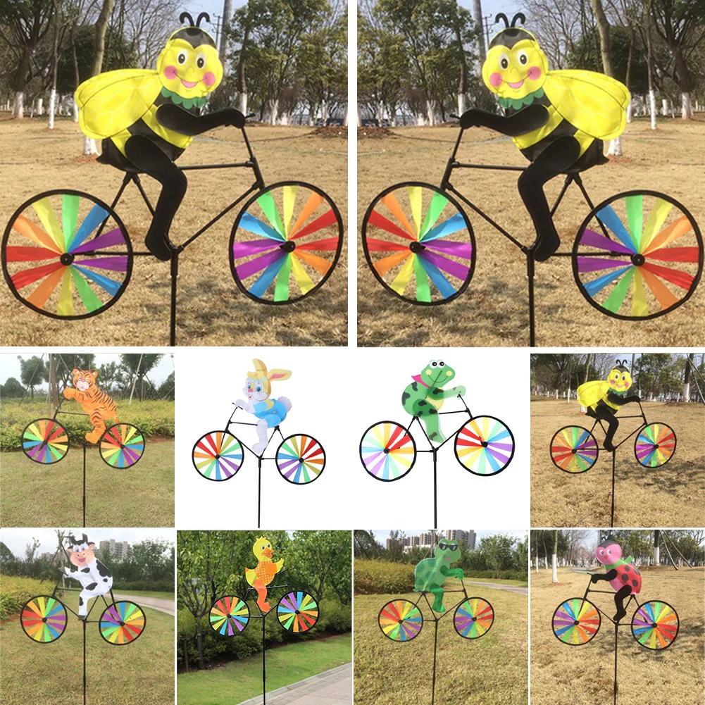 

Hot Selling Cute 3D Animal on Bike Windmill Wind Spinner Whirligig Garden Lawn Yard Decor AUG25