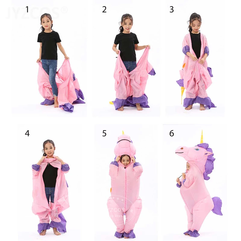 JYZCOS Inflatable Unicorn Costumes for Kids Adult Fancy Dress Ride Horse Suit Halloween Purim Carnival Party Boys Girls Outfit