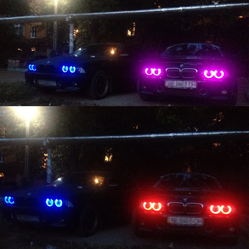 2Pcs LED Angel Eyes Halo Ring RGB Multi-color IR Remote Control For BMW E39 E60 E61 E63 E64 E65 E66 E89 X3 X5 Parking Light