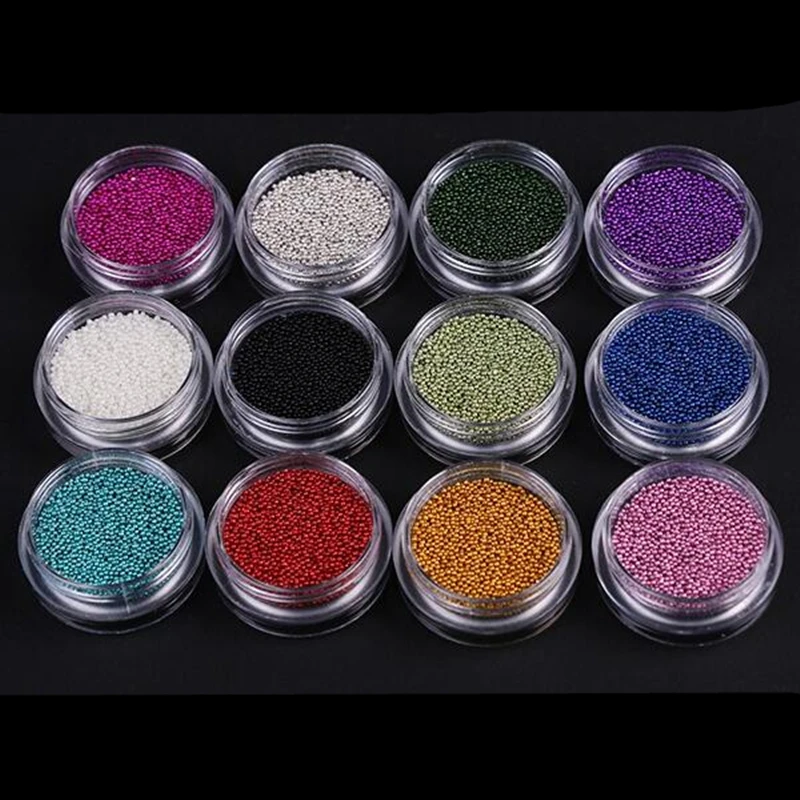 1 BOX Colorful Bead Decoration wheel Tiny Circle Silver Gold 3D DIY Nail Art Caviar Glitter ball