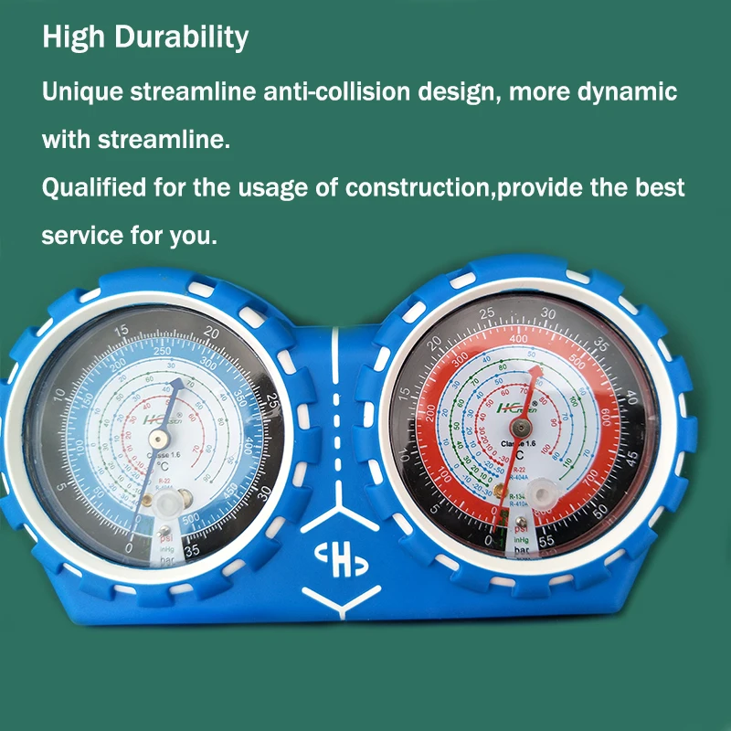 สารทำความเย็นเครื่องวัด Manifold Air Condition เครื่องทำความเย็นชุดเครื่องปรับอากาศเครื่องมือท่อและตะขอสำหรับ R12 R22 R410A R134A