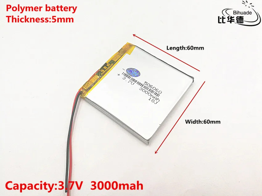 1 sztuk/partia 3.7 V 3000 mAh 506060 bateria litowo polimerowa bateria li-po akumulator litowo jonowy akumulator baterie do Mp3 MP4 MP5 zabawki