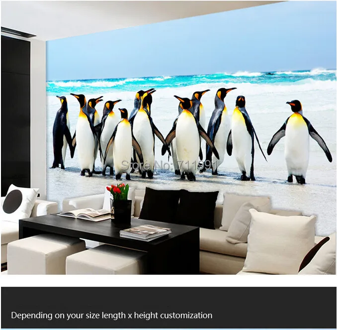 Free shipping custom- modern 3D mural living room sofa bedroom TV background wallpaper Wallpaper Antarctic penguin snow animals