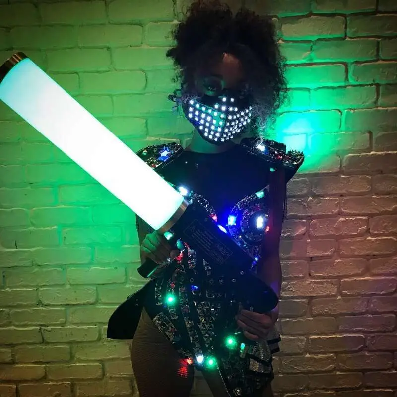 Sexy Women Laser LED Costumes Ladies Nightclub LED Suit  Girls Disco LED Light Dress