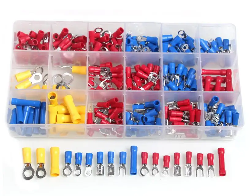 

300pcs Electrical Wire Crimp Terminals Kit Insulated Terminator Spade Butt Red Yellow Blue Assorted terminales Sets