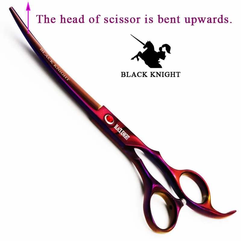 

BLACK KNIGHT Professional Hairdressing Hair scissors 7 inch Cutting Barber shears Curved upward pet scissors purple style