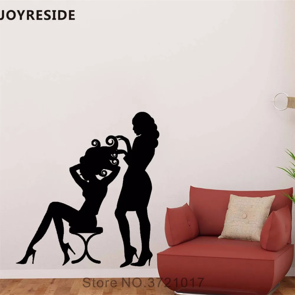 

JOYRESIDE Hair Barbers Salon Girls Wall Decal Fashion Haircut Wall Sticker Vinyl Decal Home Room Decor Interior Design A712