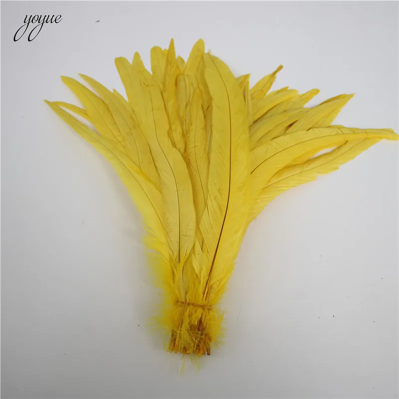 YOYUE 50pcs 16-18Inch/40-45CM Yellow Rooster Coque Tail Feather Cheap Feathers For Crafts wedding Decoration Diy Pheasant plumes