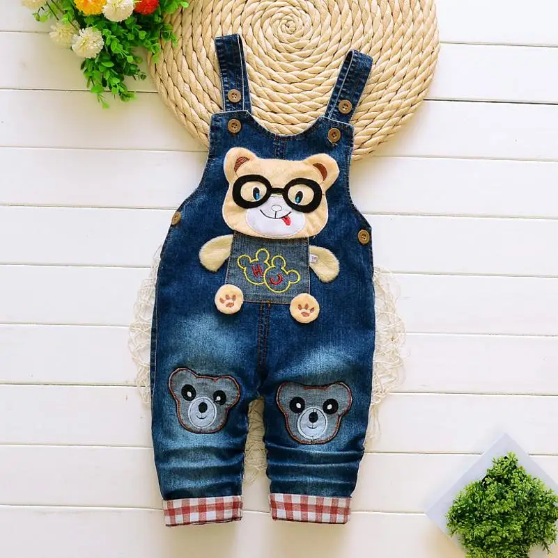2024Boys Girl Bib Jeans Child Jumpsuit Jean Overalls Cute Cartoon Denim Infant Boy Children\'s Clothing Pants Bodysuit 0-4Years
