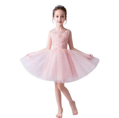 Beauty Emily Princess Ball Gown Red Flower Dress 2019 Knee Length First Communion Dresses Girls Pageant Dress Kids Prom Dress