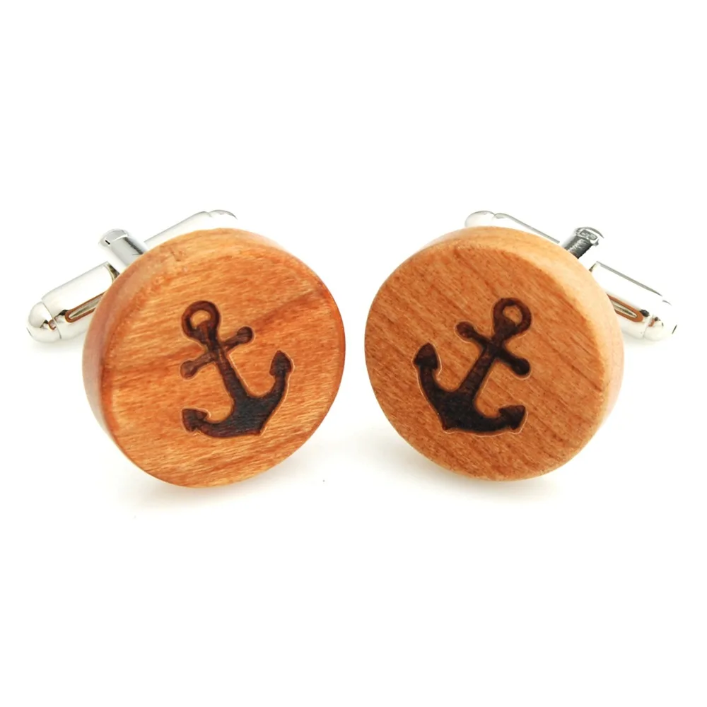 YH-1958 New Colored Anchor,Mustache Wood Cufflinks-Factory Directly Selling