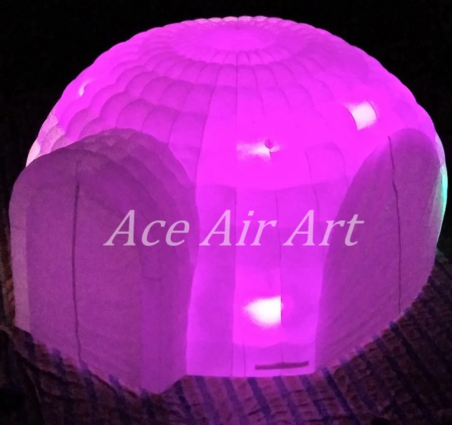 Customized made in China  Inflatable LED  Dome with 4 entrances and 4 doors curtains