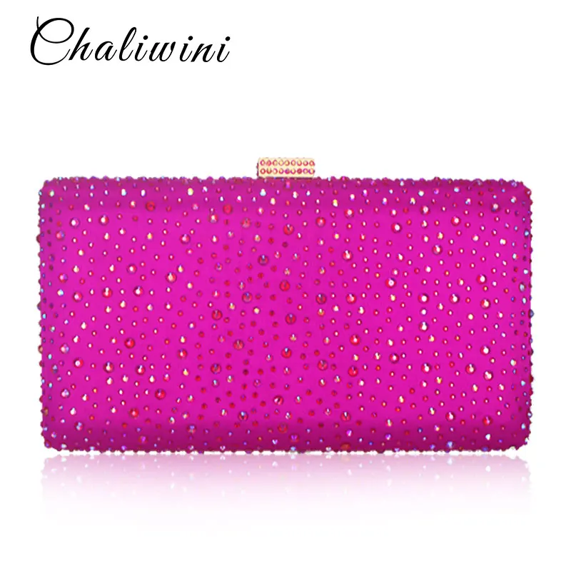 Dazzling 3 Color Golden Crystal Clutch Evening Bag Wedding Party Box Handbag And Purse Women Minaudiere Bag