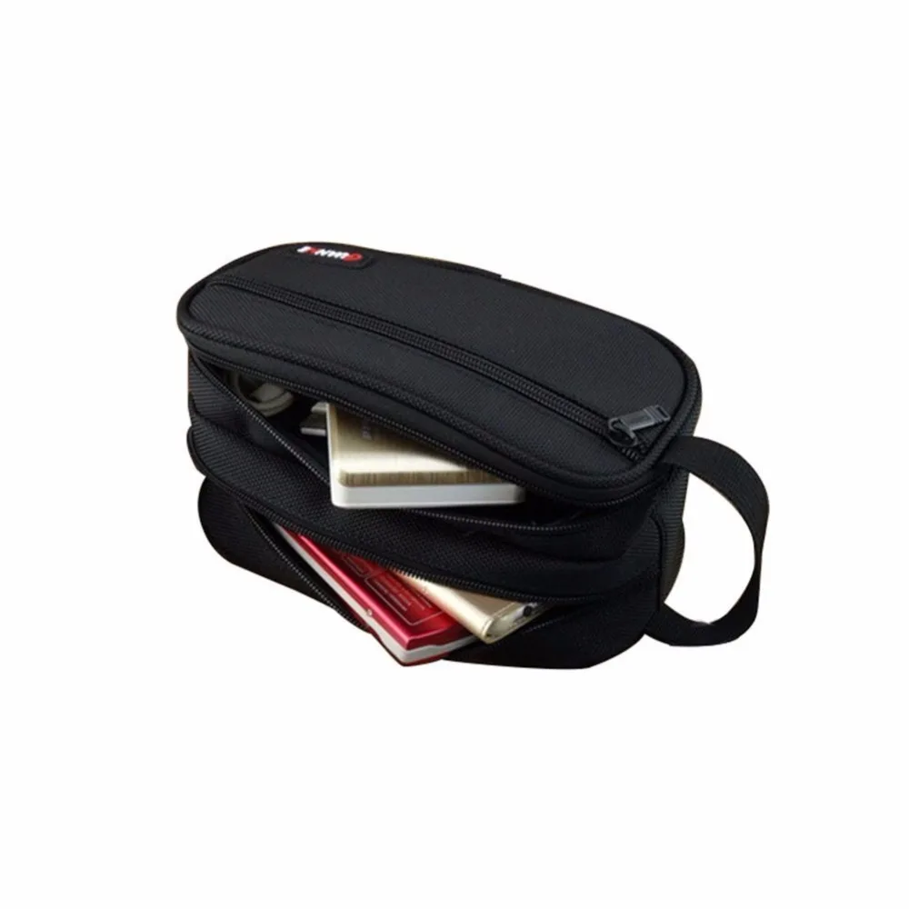 GUANHE نايلون اكسسوارات منظم أدوات للعناية الشخصية حقيبة تعبئة حافظة مزدوجة طبقة إلكترونيات حقيبة حمل أسود للقرص الصلب