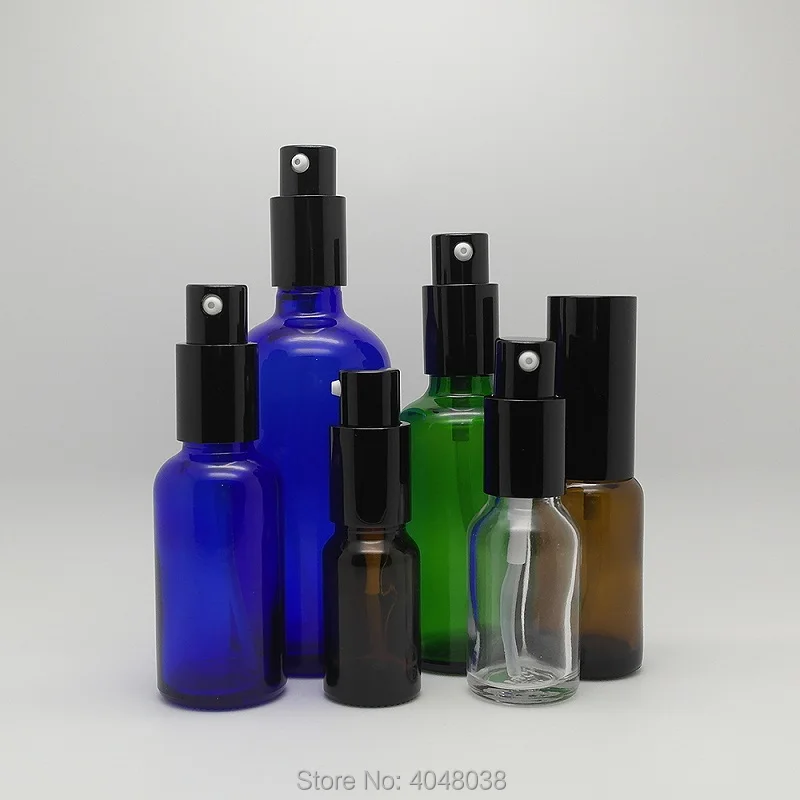 10ml-100ml Glass Lotion Pump Bottle Glass Cosmetic Packaging Bottle Glass Container Blue Clear Green Brown 10pcs/20pcs