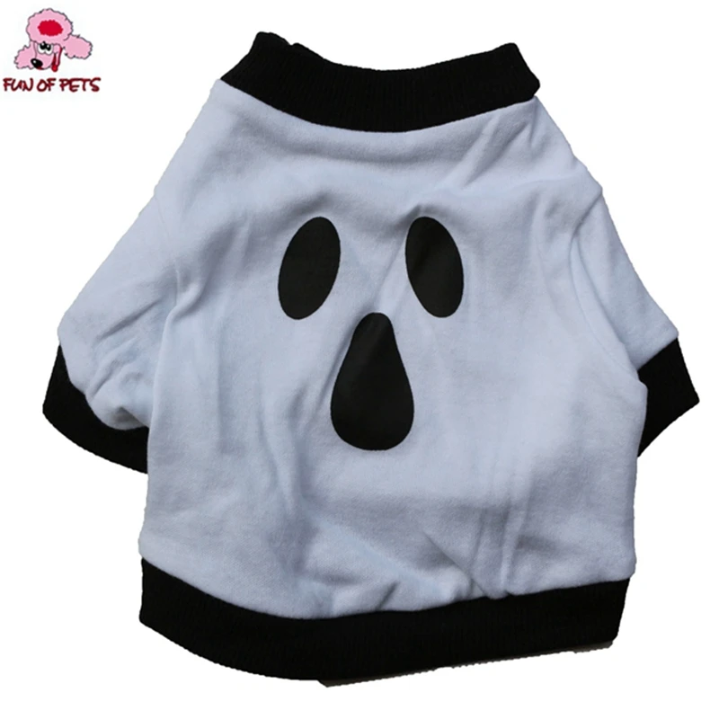 Spring And Autumn Cool Black And White Halloween Funny Face Pattern 100% T-shirt Dogs Clothing For Dogs Pets Clothes