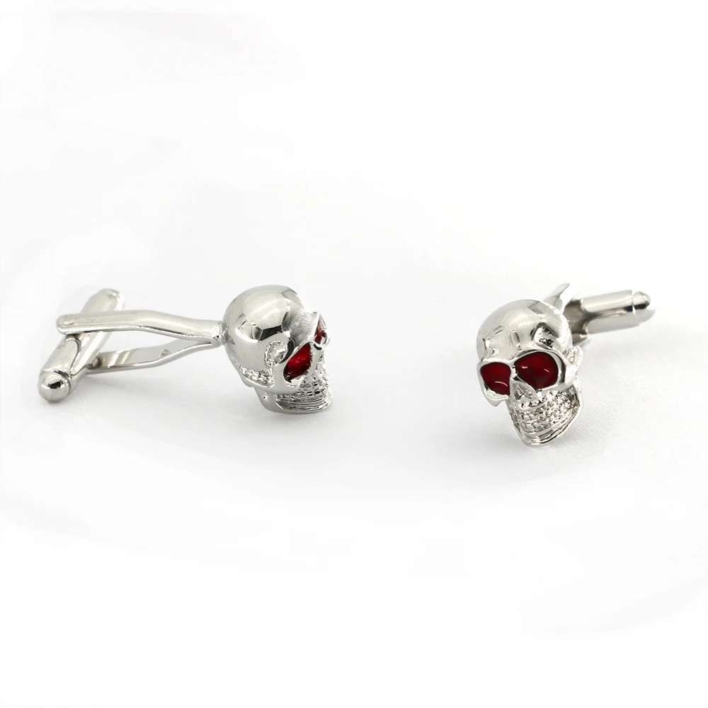 iGame Skeleton Cuff Links Red Eyes Skull Design Quality Brass Shirt Cuflinks For Men