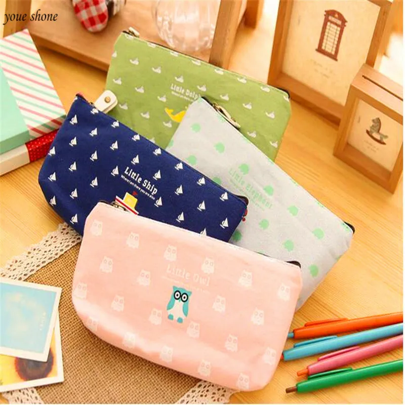 

1PCS Kawaii Cute Canvas Pencil Case Office Supplies Stationery Primary And Secondary Pencil Bag School Students YOUE SHONE