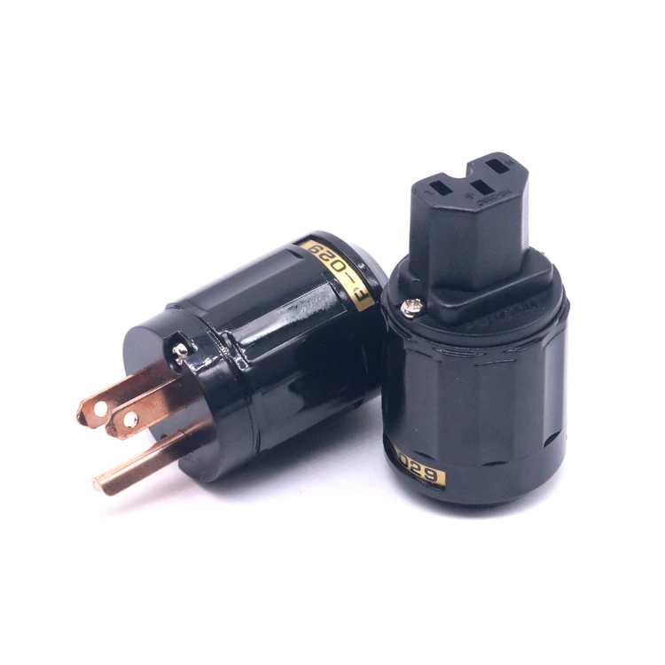 زوج مرحبا نهاية النحاس النقي P-029 & C-029 الولايات المتحدة قابس طاقة IIEC موصل Hifi الصوت تضخيم التيار المتناوب سلك الطاقة كابل التوصيل موصل مقبس