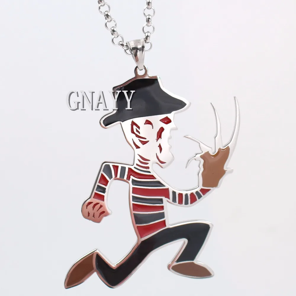 Large 2 inch Stainless Steel ICP Crazy clown Hatchetman Mens pendant necklace Punk Jewelry for Mens rolo chain