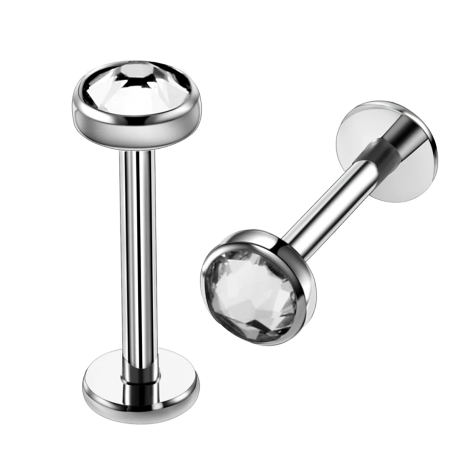 1PC 16G G23 Titanium Internally Threaded Gem Labret Lip Monroe Rings Earrings Stud CZ Cartilage Tragus Piercings Body Jewelry