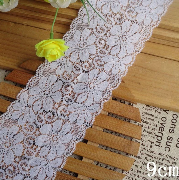 

FREE SHIPPING 9cm white color elastic jacquard lace, rewarding customer price,XERY0718P