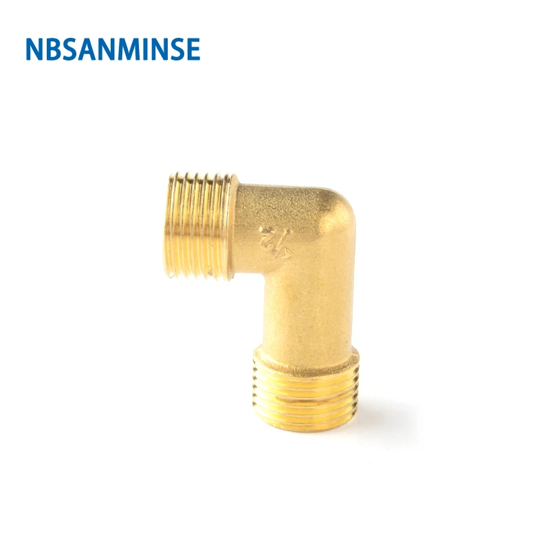 NBSANMINSE 10pcs/lot SM1011-ME Brass Male Elbow Fitting 1/2Long 1/2-3/8  For Water Heating Copper Joint