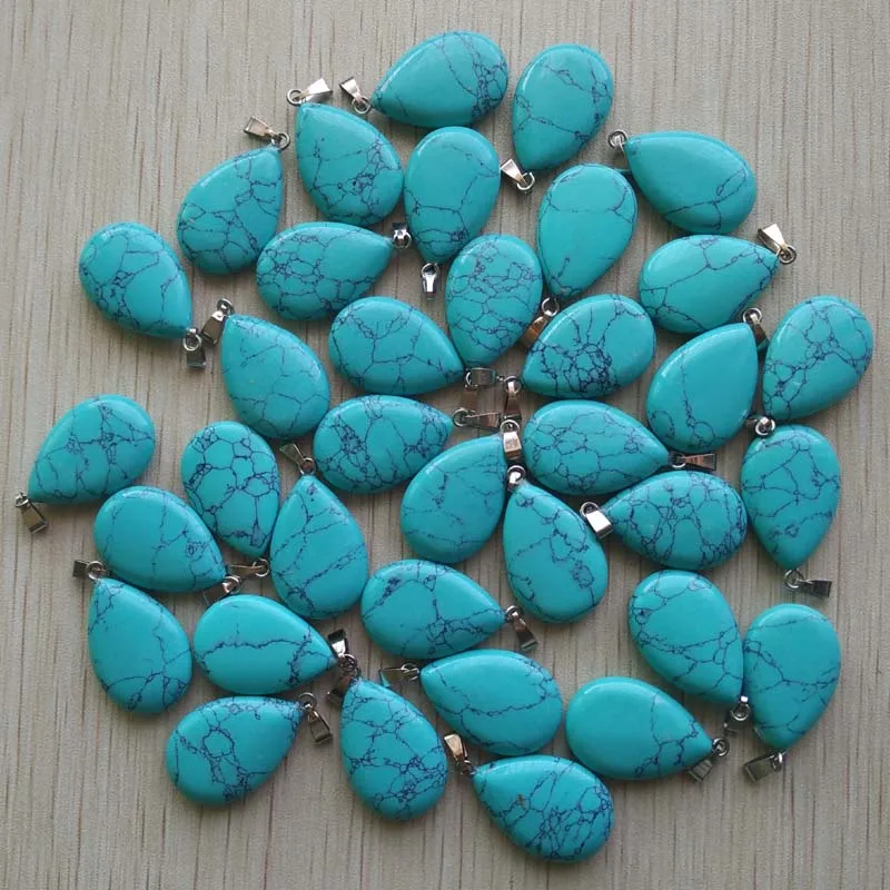 Wholesale 50pcs/lot 2023 trendy hot sell natural stone water drop shape pendants  charms for Necklaces making Fast shipping