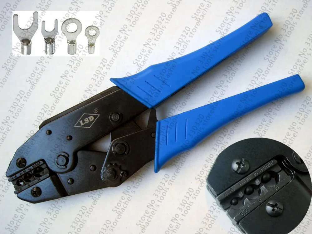 LS-616TD Non-insulated terminal hand crimper tool for cable lugs range 4-16mm2 ratchet crimping pliers 12-6AWG