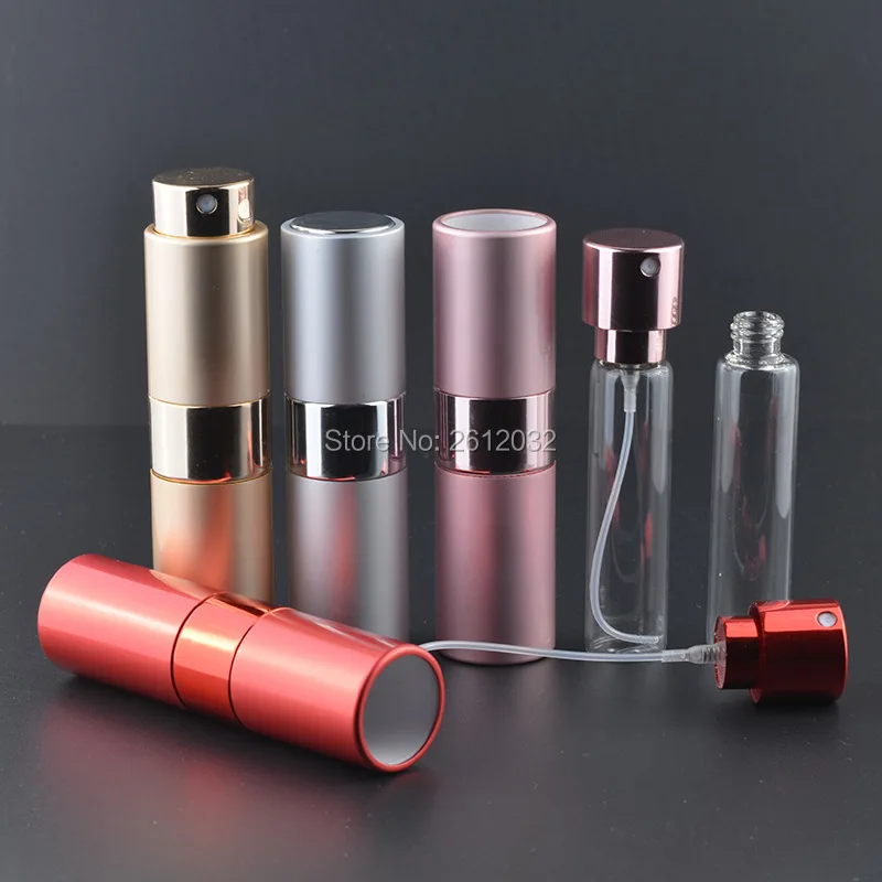 

Aluminum Telescopic scalable rotary Perfume Bottle Spray Travel Refillable MINI atomizer Cosmetic Containers 8ml 15ml