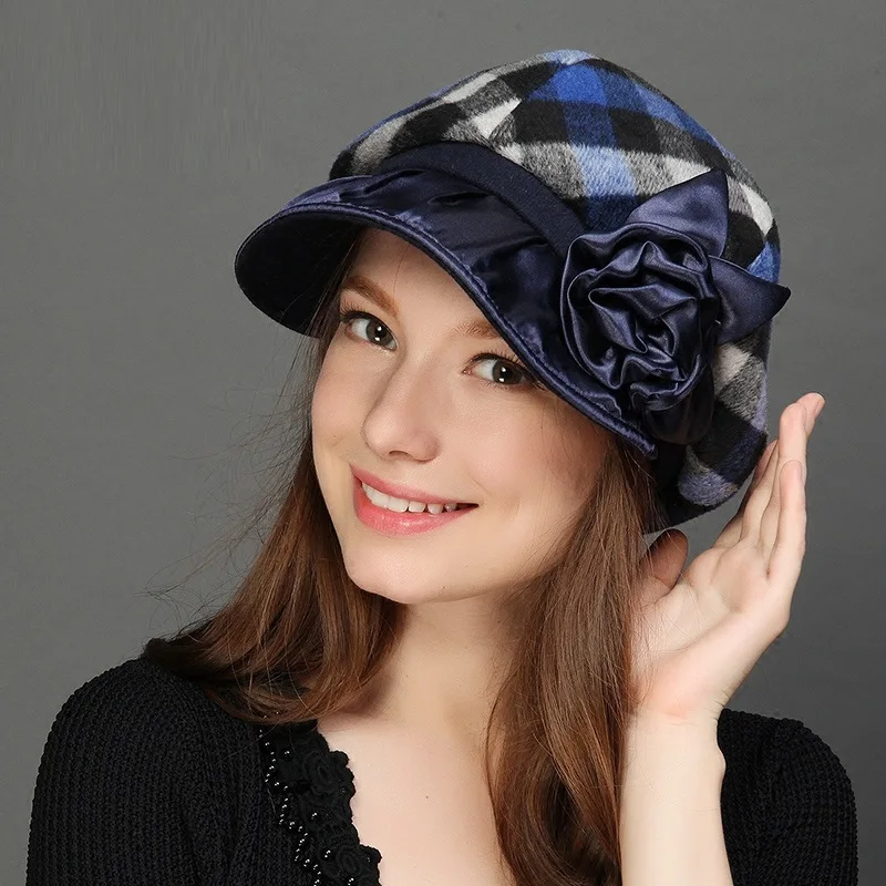 

New Autumn Winter Wool Hat Lady Fashion Woolen Visor Hat Student Classic Bowler Hat Warm Berets Cap Foldalbe Travel Hat B-7672