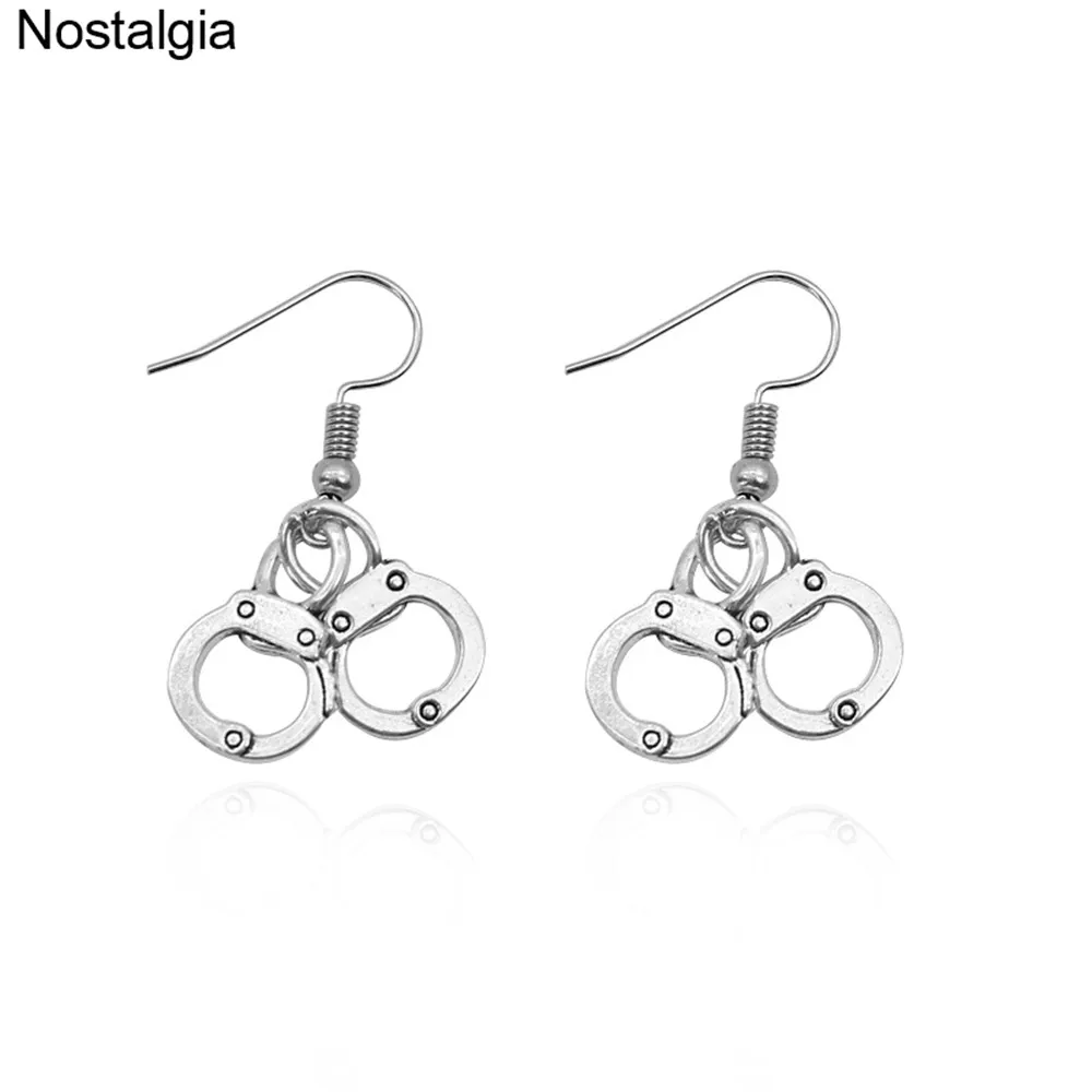 Nostalgia Tibetan Silver Trendy Handcuffs Freedom Police Casual Earrings Hanging Fashion Earing For Women 2018