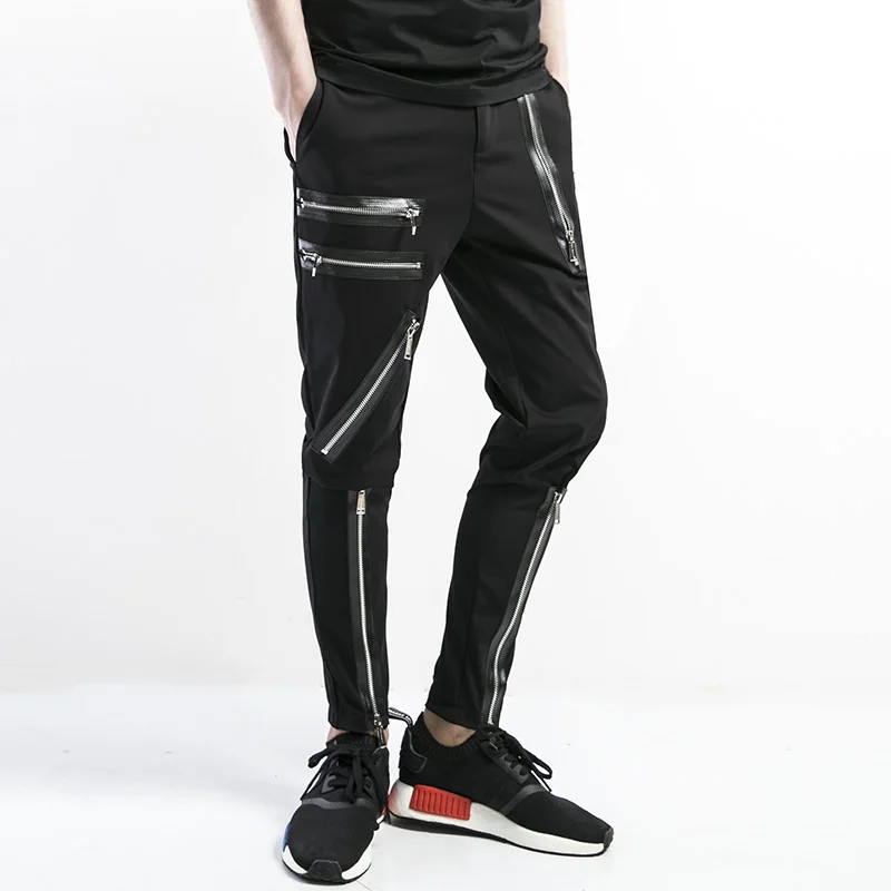 Original design personality zipper decorated men's pants large size high quality custom men's wear