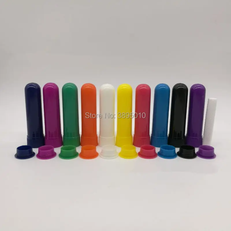 Colored Plastic Blank Nasal Aromatherapy Inhalers Tubes Sticks With Wicks For Essential Oil Nose Nasal Container F591