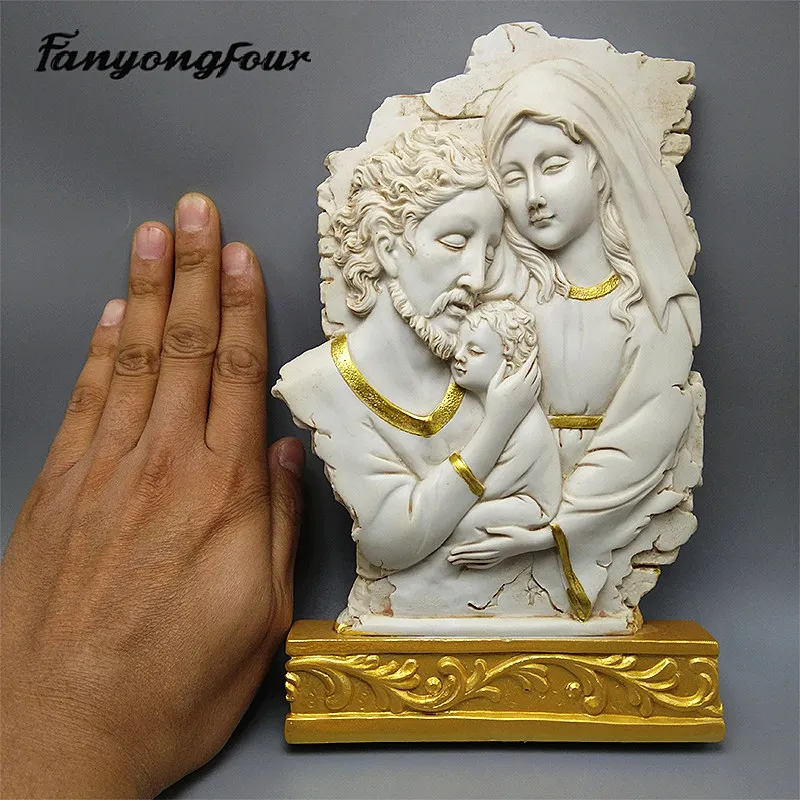 Catholic Holy Family Three Silicone Mould Fondant Mould Resin Gypsum Chocolate Candle Candy Mould Free Shipping