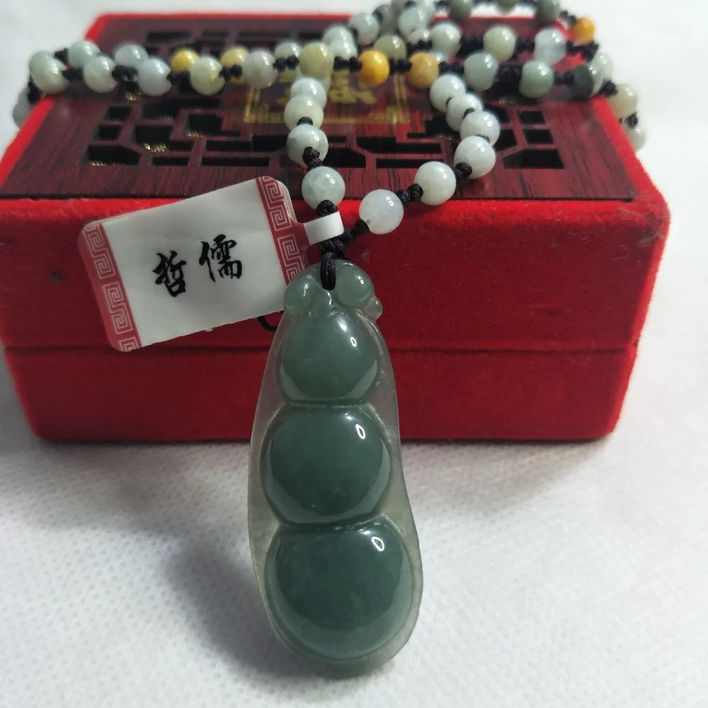 Zheru Jewelry Parent-child pure natural Jadeite dark green good luck beanie pendant Jadeite jade necklace Send A-level certifica