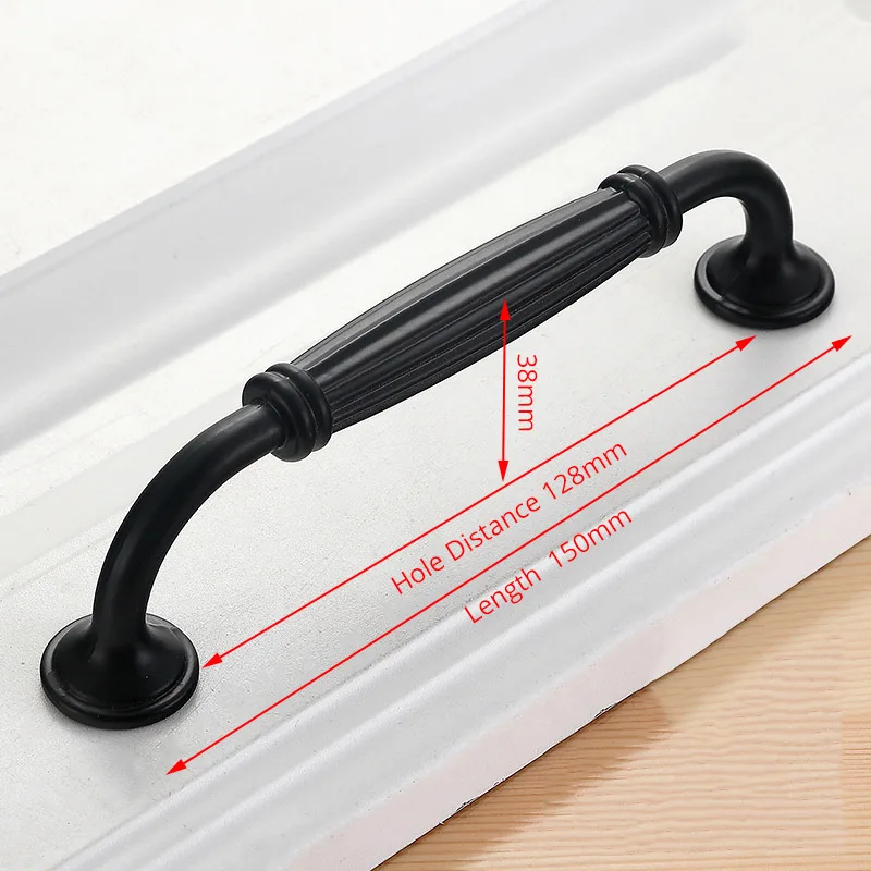 KAK 10 Stück schwarze Schrankgriffe im amerikanischen Stil aus massiver Aluminiumlegierung für Küchenschrank, Schubladenknöpfe, Möbelgriff-Hardware