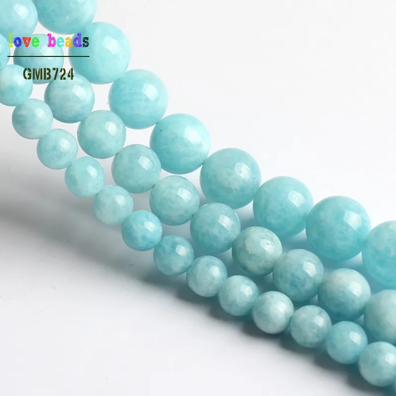 Natural Aquamarines Bead Round Loose Stone Beads for Jewelry Making Diy Bracelet 15\'\' Strand 6mm 8mm 10mm