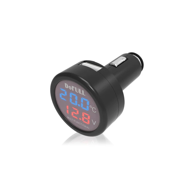 New 3 in 1 Digital LED car Voltmeter Thermometer Auto Car USB Charger 12V/24V Temperature Meter Voltmeter