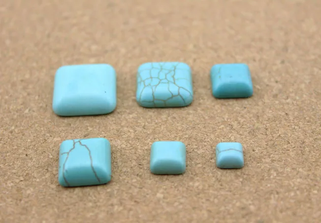 DC 10pcs/lot Natural Stone Square Shape Blue Stripe Turquoise Cabochon For DIY Jewelry Making Bracelet Accessories