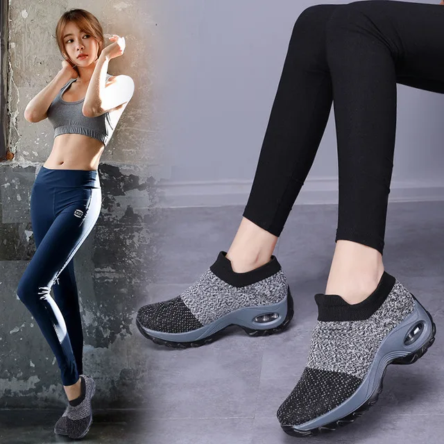 

Large Size Women Shoes Air Cushion Woven Set Foot Sports Shoes Woman Fashion Rocking Shoes Breathable Sneakers Walking Shoes