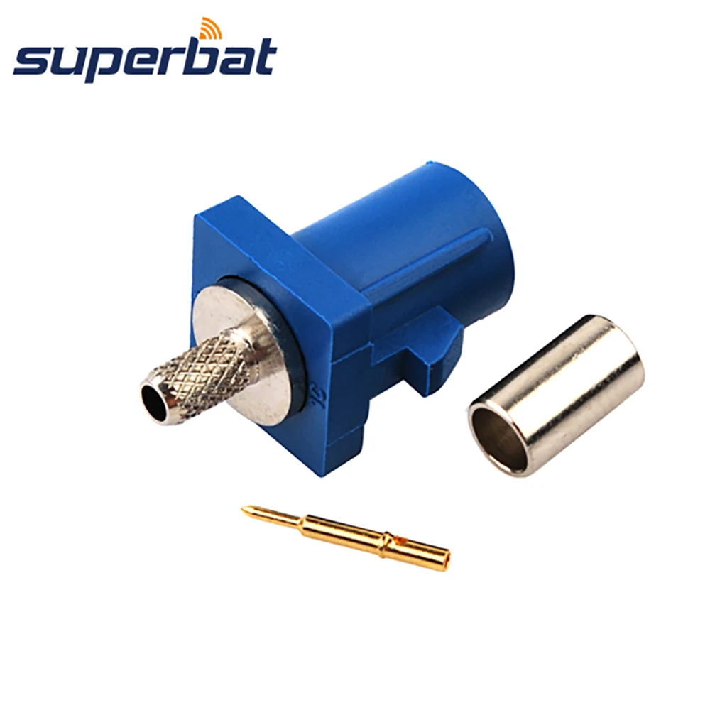 Superbat Fakra C Blue/5005 Male Crimp RF Car GPS DAB Radio Antenna Connector for Cable RG316 RG174 LMR100 Navigation