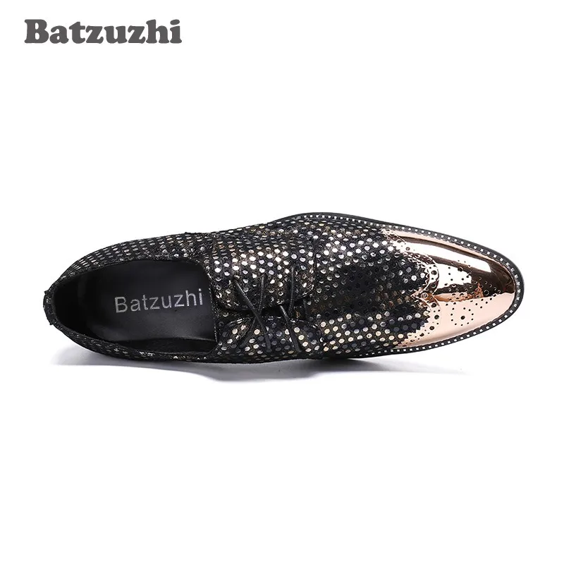 Batzuzhi Luxury Men Shoes Lace-up Designer's Dress Shoes Men zapatos de hombre Black Party, Business Leather Shoes for Men,US12