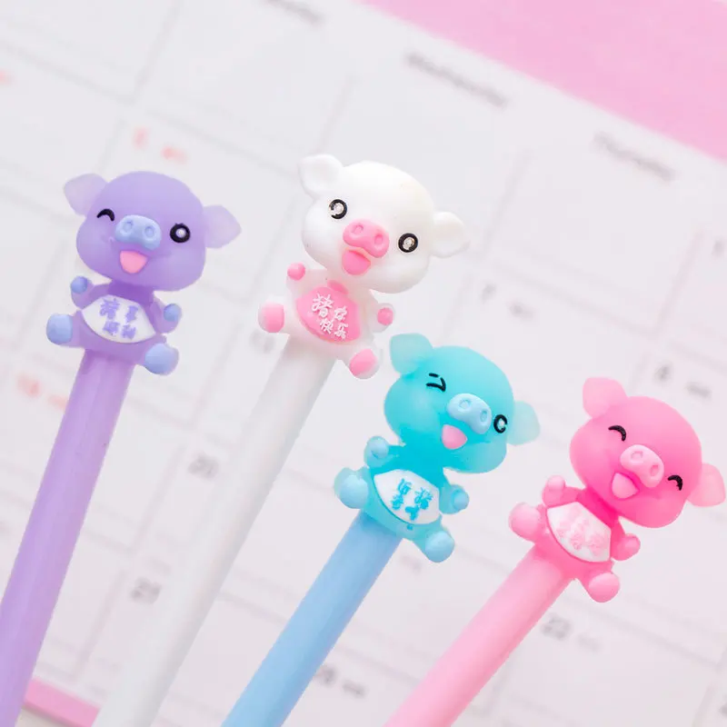 24 Pcs Creative and Happy Piggy Neutral Pen Black 0.5 Mm Cute  Stationary Pen Stationery Neutral  Wholesale