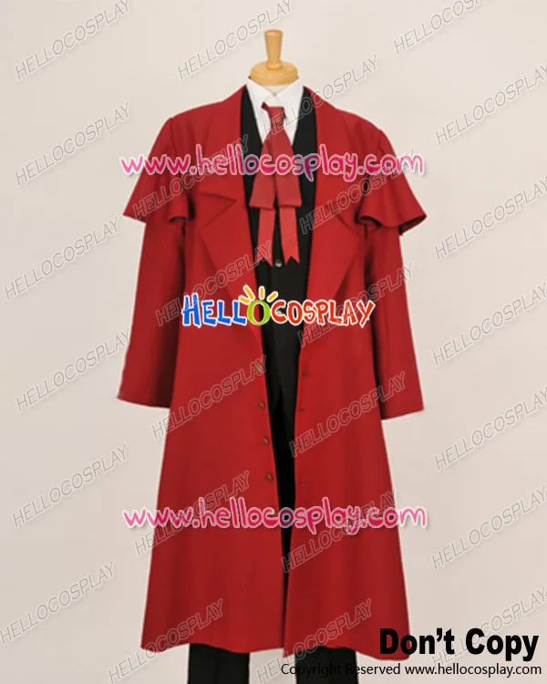 

Hellsing Herushingu Cosplay Alucard Red Trench Coat Costume H008