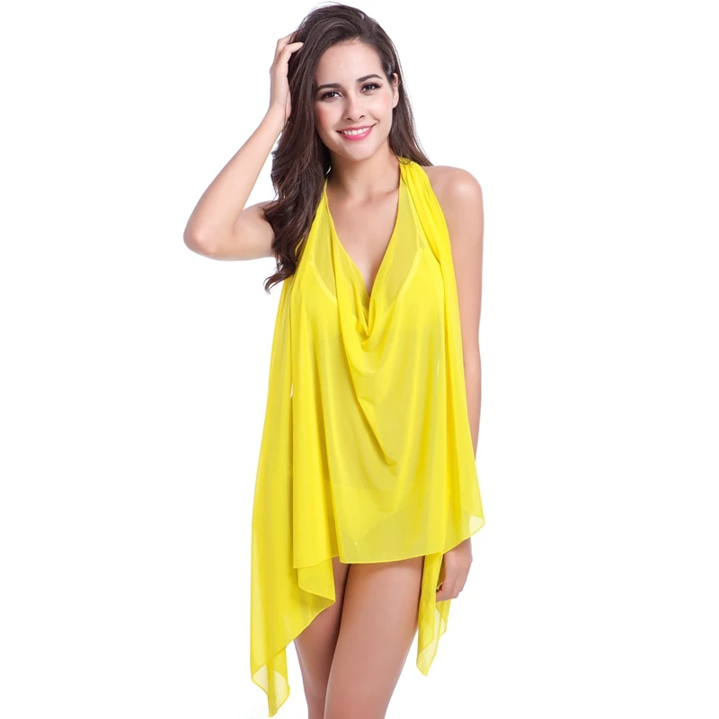 10 Wear Options Bright Colors Match Bikini Beach Dress 2024 Stretch Mesh Underlay Convertible Infinite Sarong Magic Pareo