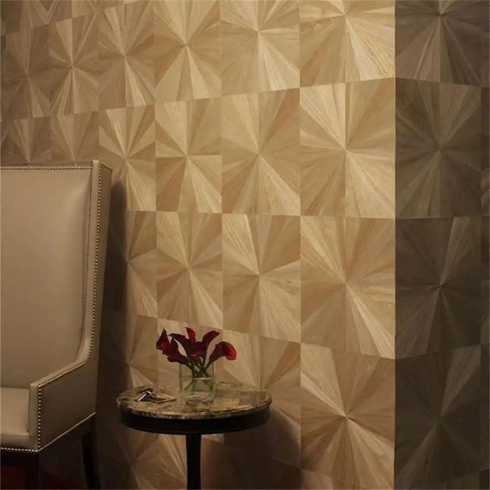 

2018 Luxury Brown Sun flower Natural Wood Veneer Wallpaper New wall designs for home and working spapce